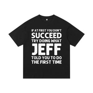 T-shirt Oversize in Maglia 100% <span class=keywords><strong>Cotone</strong></span> Nero con Citazione Motivazionale di Jeff per Uso Quotidiano e Casual 230g - Product Image 2