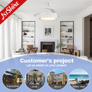 1stshine Ventilador de techo Calidad superior 42 "Cuchillas transparentes ocultas Función WIFI Iluminación Luz de ventilador de techo invisible - Product Image 5