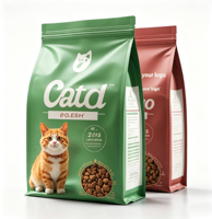 Sacs d'emballage personnalisés à fond plat avec fermeture éclair pour aliments pour animaux (chien, chat) et litière, 1kg, 2kg, 3kg, 5kg, 10kg, 15kg, 20kg