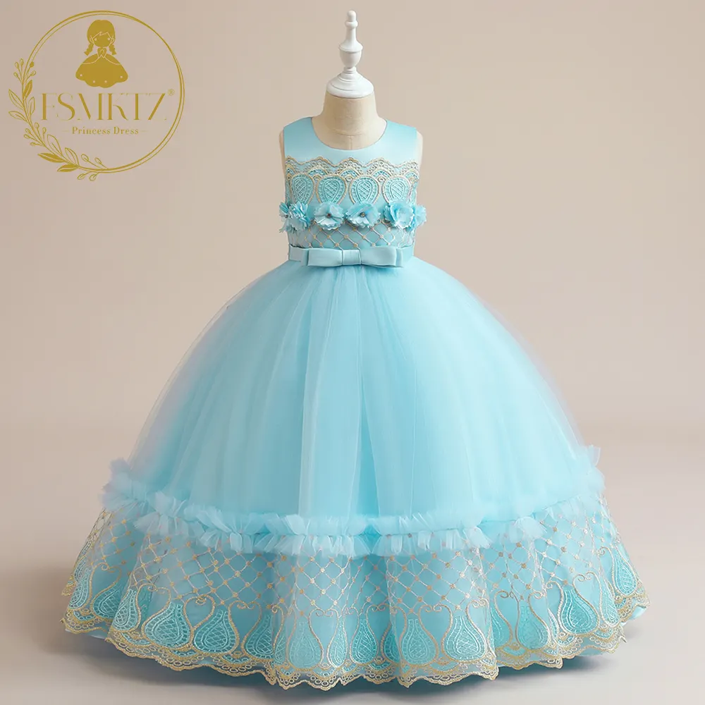 FSMKTZ – robe longue à fleurs pour fille de 11 ans, bleu, mariage, fleur, usine Meiqiai