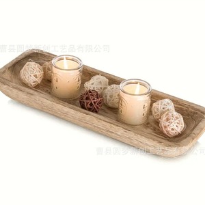 New wooden <b>tray</b> for restaurant, rectangular decorative bowl for bread and fruit, wooden pasta <b>tray</b>, <b>candle</b> decoration plating. - Product Image 1