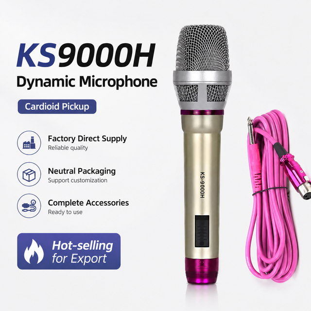 Professional Dynamic Wired Microphone Handheld Karaoke Mic for KTV Stage Outdoor Home Amplifier Speaker System