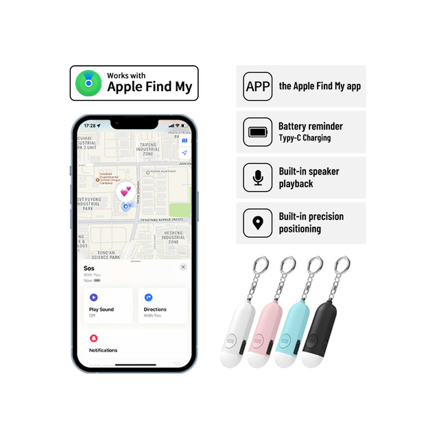 130dB Personal Alarm Keychain GPS Tracker Mini Smart Locator Air Tag Real Time Key Finder Anti Lost Air Tag Find My Tracker