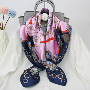 Ethicon Soie Foulards pour dames Grandes Femmes Impression Numérique Personnalisée Satin Pure Soie Écharpe 90*90 cm Cheveux carrés - Product Image 3