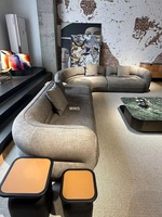 Canapé de salon moderne en tissu gris de qualité supérieure, en forme de L, réglable et mobile, style minimaliste italien, confortable