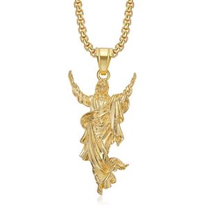 Yunnique – collier avec pendentif Jésus en acier inoxydable, plaqué or, breloque religieuse, bijoux à la mode unisexe, cadeau - Product Image 5