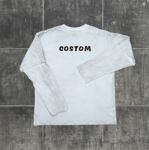 T-shirt à manches longues vintage blanc personnalisé pour homme, coupe classique, en maille gaufrée 300 g/m², respirant, polyester/coton, de luxe - Product Image 3