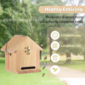Piège à guêpes en bois de style cabane, à suspendre, pour extérieur, écologique, lutte antiparasitaire - Product Image 2