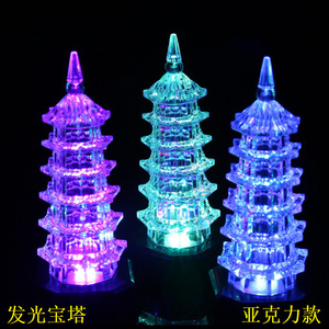 Tour lumineuse en acrylique en forme de pagode de cristal, jouet LED clignotant, jeu de lancer d'anneaux, cadeau pour les places publiques, les vendeurs de rue et les marchés nocturnes - Product Image 3