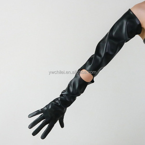 Mode féminine Gants en <span class=keywords><strong>cuir</strong></span> super longs Faux brevet PU WET LOOK Longueur d'épaule 28 pouces pour soirée Costume Opéra - Product Image 5