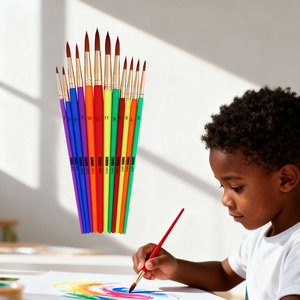 Pennello per bambini in plastica sintetica con manico colorato in plastica morbida e confortevole - Product Image 4