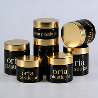 Pot en plastique noir mat givré personnalisé 1oz 3oz 8oz 10oz pour crème, beurre, baume avec couvercle doré ou argenté, emballage pour gommage corporel et soins de la peau