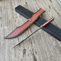 Couteau de survie d'extérieur en acier inoxydable à lame fixe, couteau de chasse avec étui en cuir pour le camping et l'aventure, directement de l'usine