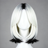 Perruque Lace Front Ombrée Gris Argenté Foncé Premium à Raie Centrale et Cheveux Raides en Couches / Postiche à Clipser – Vente en Gros