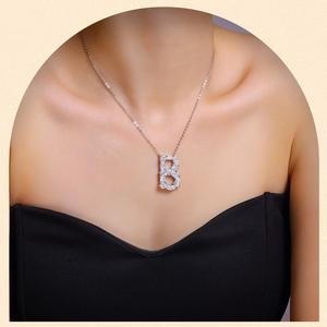 Moissanite inicial B colgante collar 925 plata esterlina chapado en oro elegante joyería fina mujer regalo collar - Product Image 5