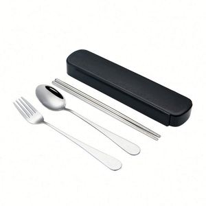 Travel Stainless Steel Cutlery Reusable Utensils <b>Set</b> With Case Portable Silverware <b>Lunch</b> Box for Camping and Office - Product Image 1