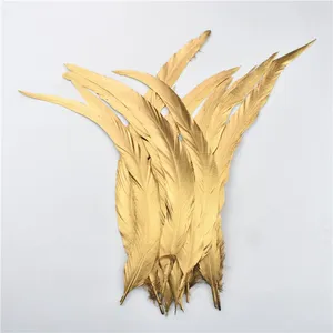 Piume di <span class=keywords><strong>gallo</strong></span> colorate da 35-40 cm, effetto oro spray, per artigianato, carnevali, <span class=keywords><strong>costumi</strong></span> - Product Image 3