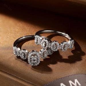 Dylam New Arrival Luxury Women Jewelry Accessories Pave Baguette 5A Cubic Zirconia Zircon Stackable <b>Stacking</b> Wedding <b>Rings</b> - Product Image 5