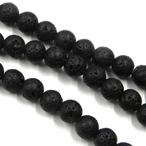 Barato negro Lava piedra <span class=keywords><strong>piedras</strong></span> <span class=keywords><strong>preciosas</strong></span> perlas para la fabricación de la joyería DIY pulsera - Product Image 2