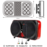 Réflecteur d'urgence arrière pour arrêt de camion, fourgons rechargeables européens, feux arrière à LED, marque latérale, feux de remorque magnétiques sans fil
