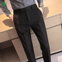 Pantalon Scolaire Homme Coupe Slim Couleur Café, Style Décontracté Devant Plat, Service OEM Personnalisé pour Uniforme Scolaire
