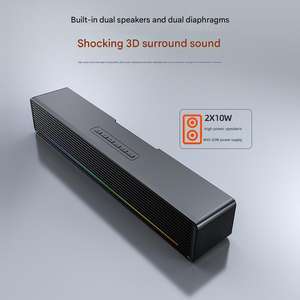 Barra de sonido estéreo de alta potencia Altavoz inalámbrico de diente azul con graves mejorados para juegos Tv Computadora Cine en casa Luces RGB <span class=keywords><strong>FMradio</strong></span> - Product Image 4