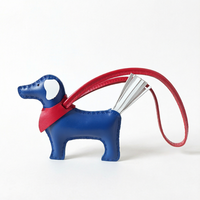 Porte-clés et breloque de sac en cuir véritable, fait main et cousu main, motif chiot léger, style coréen influenceur, personnalisé, dessin animé mignon