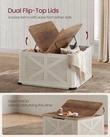 Table basse rectangulaire de rangement pour la collection LIRY, avec compartiment caché et couvercles rabattables, en bois style ferme, pour salon