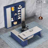 Meubles de bureau Bons fournisseurs Table de bureau de direction en bois de luxe en forme de L en forme de L haute technologie Bureau de direction portable