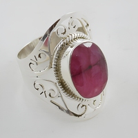 Bague élégante en argent sterling 925 avec quartz rouge, pierre précieuse naturelle, bijoux faits à la main, design vintage, pour femmes
