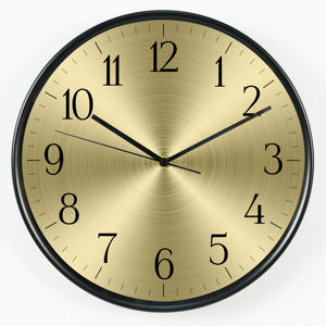 Horloge murale en métal de luxe avec cadre en fer brossé doré, 12 pouces, à quartz, pour boutique de détail, salon, spa - Product Image 1