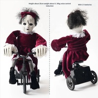 Décoration d'Halloween : Poupée Squelette Fantôme Cycliste, Jouet Électrique à Induction Tactile pour Maison Hantée