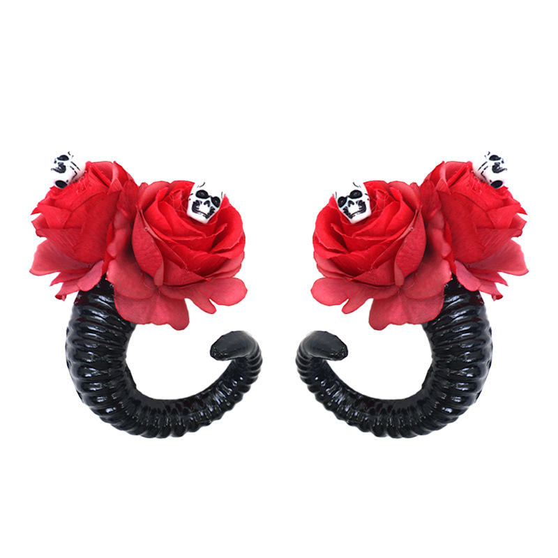 กิ๊บติดผมรูปกรงเล็บกุหลาบกระโหลก-สีแดงอ่อน