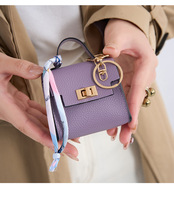 Mini Portefeuille Luxe Léger en PU, Breloque de Sac Dessin Animé Enfantin, Pochette Style Birkin, Porte-clés de Voiture Créatif et Mignon, Porte-rouge à lèvres, Écouteurs