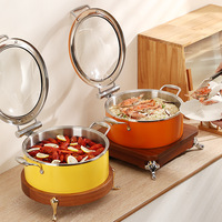 Équipement de restaurant Chauffe-plats électrique contemporain de couleur ronde pour traiteur Ensemble de plats de chauffe-plats en acier inoxydable pour buffet