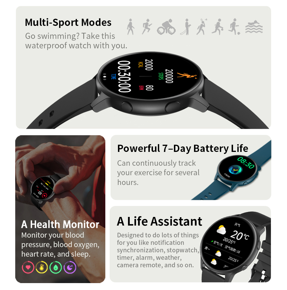MX1 Smartwatch 1.28inch Round Touch Screen china smart watch Waterproof Heart Rate Health Sports Men pk ZL02