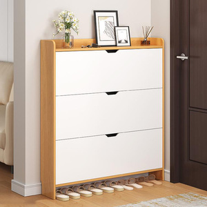 Mueble zapatero plegable de madera maciza para entrada, ahorrador de espacio, con cubierta, moderno - Product Image 5