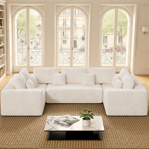 Sofá Cama Modular de Corduroy Moderno, Relleno de Esponja, Diseño Ergonómico, Sin Ensamblaje, con Almohadas, Ideal para Apartamentos, Hoteles y Escuelas - Product Image 1