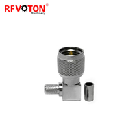 Connecteur Mini UHF Mâle à Angle Droit (90°) à Sertir/Souder pour Câble Coaxial RF RG58 RG58U LMR195 50 OHM