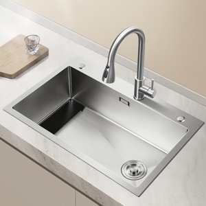 อ่างล้างจานสแตนเลส 304 สำหรับครัวเรือน แบบหนา สำหรับล้างผักและจาน ความจุขนาดใหญ่ - Product Image 1