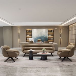 Sofá Ejecutivo Aobin Color Café, Muebles de Oficina, Sofá Presidencial, Diseño Moderno y Minimalista - Product Image 2