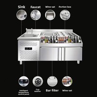Table de barman personnalisable en acier inoxydable, bar à cocktails transparent, ensemble complet d'équipement de barman