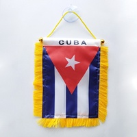 Mini-guirlandes suspendues en tissu polyester imprimé sur mesure pour drapeaux de voiture d'Haïti avec ventouse
