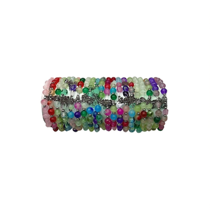 Pulsera de Cuentas de Vidrio con Trébol de Cuatro Hojas, Hecha a Mano en Acero Inoxidable, 24 Piezas, Multicolor, Joyería Unisex - Product Image 2