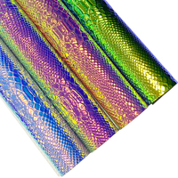 Cuir synthétique de haute qualité à motif serpent holographique, simili cuir, tissu synthétique pour la fabrication de sacs, de chaussures et d'artisanat