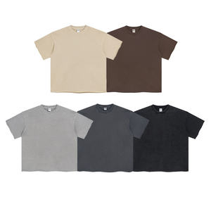 Camiseta personalizada estilo vintage, lavada, lisa, 305G, algodón puro, de peso pesado, fabricación de camisetas con logo impreso DTG personalizado. - Product Image 1