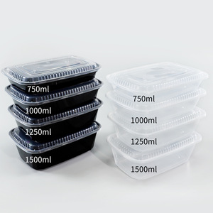 Disposable Lunch Box Food Grade PP Microwave Safe <b>Refrigerated</b> Square <b>Container</b> 750ml 1000ml 1250ml 1500ml - Product Image 1