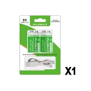 Pujimax 2 Stuks/Kaart 9V Lithium Batterij 1200Mah Oplaadbare Batterijen Nieuwe Stijl Lithium Ion Batterijen Voor Elektrische Doos Gitaar - Product Image 1