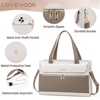 LOVEVOOK Sac à main en cuir PU pour ordinateur portable, sac à bandoulière pour femme, sac de bureau, grande capacité, sac pour ordinateur portable 15,6 pouces pour femmes