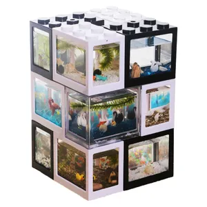 Stackable Fish Tank Small Fancy Tropical Fish Tank Usb Led Lighting For Christmas Gift